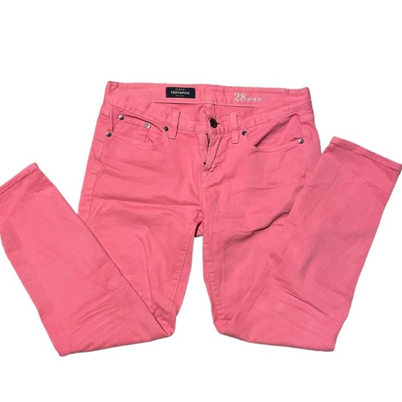 J. Crew Toothpick Ankle Jeans in Salmon Pink Garment Dyed Twill Size 28 - Picture 7 of 7